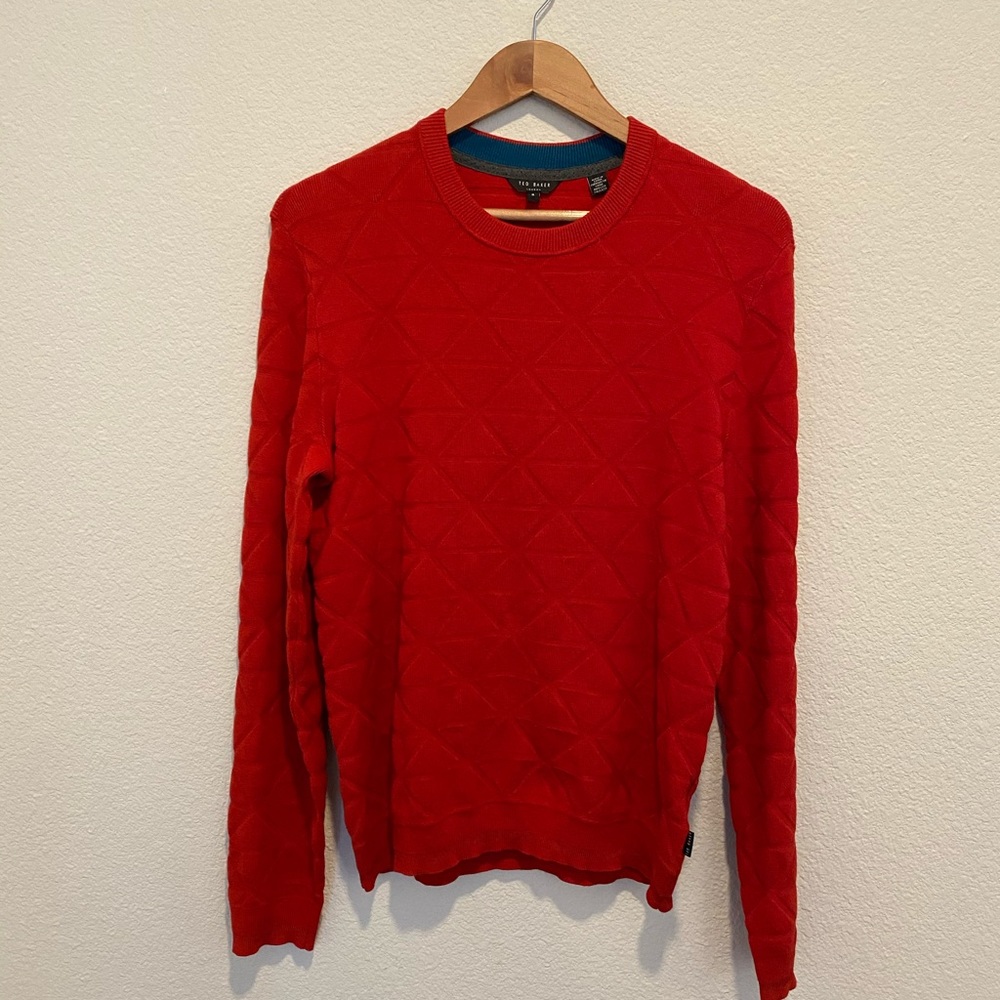 Ted Baker quilted red knit top/sweater